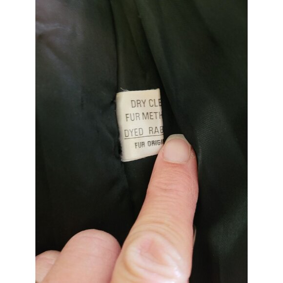 VTG Genuine Rabbit Fur Coat Black Med Cozy Soft Old Money Classic - Picture 6 of 6